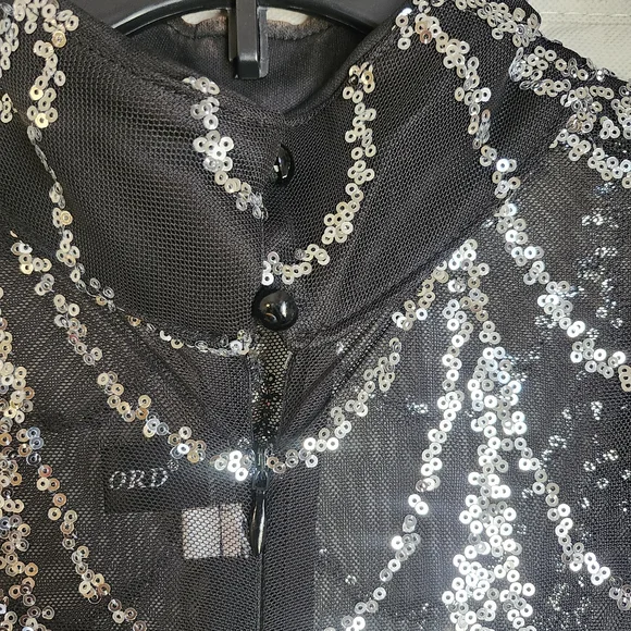 Chic Black and Silver Long Sleeve Dress - Picture 4 of 6